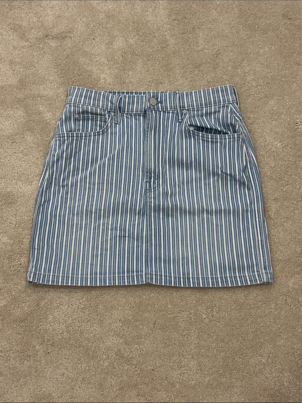 Striped Blue and White Cotton Mini Skirt